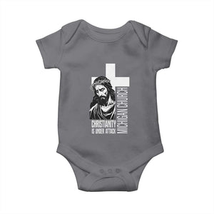 Christianity Is Under Attack Baby Onesie Jesus Stand for Faith Michigan Church TS02 Charcoal Print Your Wear
