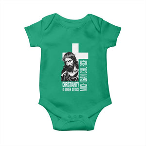 Christianity Is Under Attack Baby Onesie Jesus Stand for Faith Michigan Church TS02 Irish Green Print Your Wear