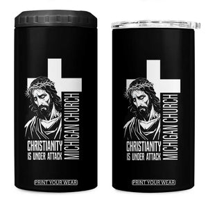 Christianity Is Under Attack 4 in 1 Can Cooler Tumbler Jesus Stand for Faith Michigan Church TS02 One Size: 16 oz Black Print Your Wear