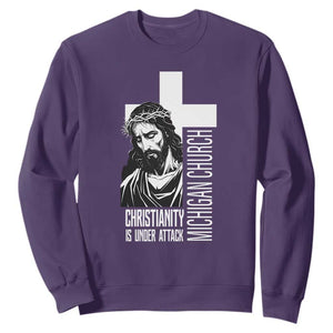 Christianity Is Under Attack Sweatshirt Jesus Stand for Faith Michigan Church TS02 Purple Print Your Wear