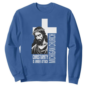 Christianity Is Under Attack Sweatshirt Jesus Stand for Faith Michigan Church TS02 Royal Blue Print Your Wear