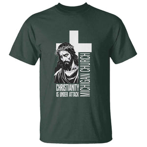 Christianity Is Under Attack T Shirt Jesus Stand for Faith Michigan Church TS02 Dark Forest Green Print Your Wear