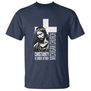 Christianity Is Under Attack T Shirt Jesus Stand for Faith Michigan Church TS02 Navy Print Your Wear