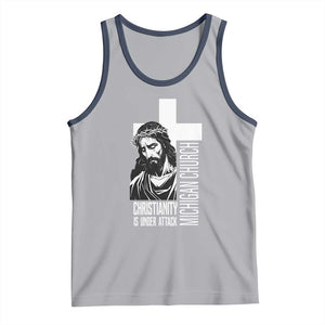 Christianity Is Under Attack Tank Top Jesus Stand for Faith Michigan Church TS02 Athletic Heather Navy Print Your Wear