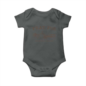 Pray for Grand Blanc Michigan Baby Onesie Vintage Church Faith Support TS02 Dark Heather Print Your Wear