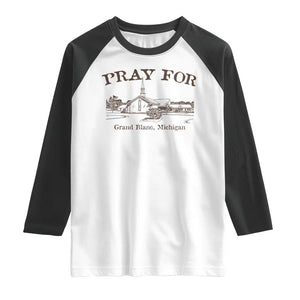 Pray for Grand Blanc Michigan Raglan Shirt Vintage Church Faith Support TS02 White Black Print Your Wear