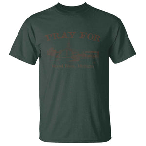 Pray for Grand Blanc Michigan T Shirt Vintage Church Faith Support TS02 Dark Forest Green Print Your Wear