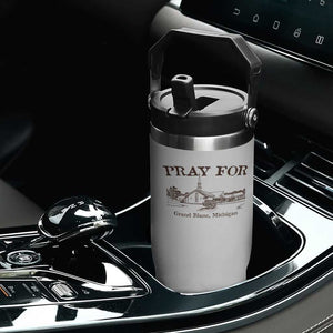 Pray for Grand Blanc Michigan Flip Straw Tumbler Vintage Church Faith Support TS02 Print Your Wear