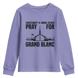 Christianity Is Under Attack Youth Sweatshirt Pray for Grand Blanc Church Michigan Faith Support TS02 Violet Print Your Wear
