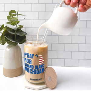 Pray for Grand Blanc Michigan Glass Can American Flag Christian Support TS02 Print Your Wear