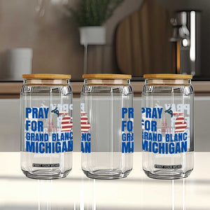 Pray for Grand Blanc Michigan Glass Can American Flag Christian Support TS02 Print Your Wear