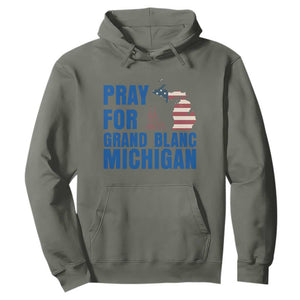 Pray for Grand Blanc Michigan Hoodie American Flag Christian Support TS02 Military Green Print Your Wear