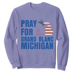 Pray for Grand Blanc Michigan Sweatshirt American Flag Christian Support TS02 Violet Print Your Wear