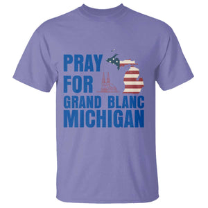 Pray for Grand Blanc Michigan T Shirt American Flag Christian Support TS02 Violet Print Your Wear