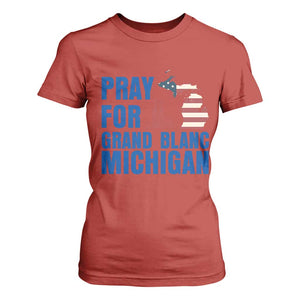 Pray for Grand Blanc Michigan T Shirt For Women American Flag Christian Support TS02 Red Print Your Wear
