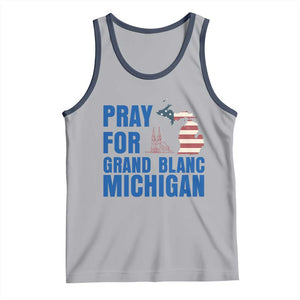 Pray for Grand Blanc Michigan Tank Top American Flag Christian Support TS02 Athletic Heather Navy Print Your Wear
