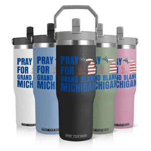 Pray for Grand Blanc Michigan Flip Straw Tumbler American Flag Christian Support TS02 Print Your Wear
