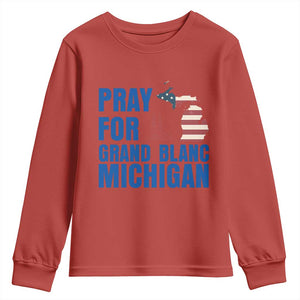 Pray for Grand Blanc Michigan Youth Sweatshirt American Flag Christian Support TS02 Red Print Your Wear