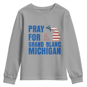 Pray for Grand Blanc Michigan Youth Sweatshirt American Flag Christian Support TS02 Sport Gray Print Your Wear