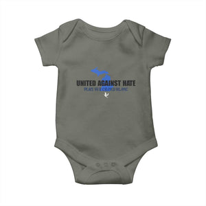Peace for Grand Blanc Michigan Baby Onesie United Against Hate TS02 Military Green Print Your Wear