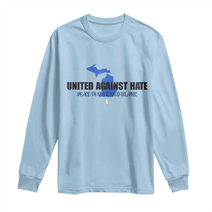 Peace for Grand Blanc Michigan Long Sleeve Shirt United Against Hate TS02 Light Blue Print Your Wear