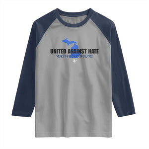 Peace for Grand Blanc Michigan Raglan Shirt United Against Hate TS02 Sport Gray Navy Print Your Wear