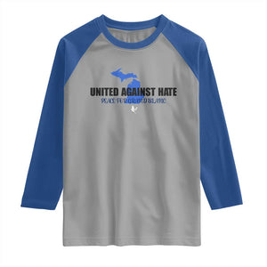 Peace for Grand Blanc Michigan Raglan Shirt United Against Hate TS02 Sport Gray Royal Print Your Wear