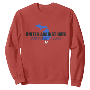 Peace for Grand Blanc Michigan Sweatshirt United Against Hate TS02 Red Print Your Wear