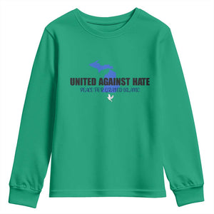 Peace for Grand Blanc Michigan Youth Sweatshirt United Against Hate TS02 Irish Green Print Your Wear