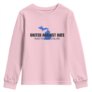 Peace for Grand Blanc Michigan Youth Sweatshirt United Against Hate TS02 Light Pink Print Your Wear