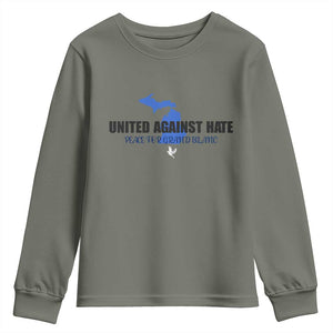 Peace for Grand Blanc Michigan Youth Sweatshirt United Against Hate TS02 Military Green Print Your Wear