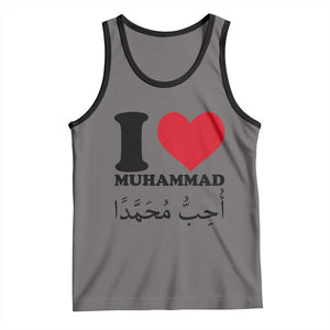 I Love Muhammad Tank Top Musliam Identity Islamic Peace and Pride TS02 Deep Heather Black Print Your Wear