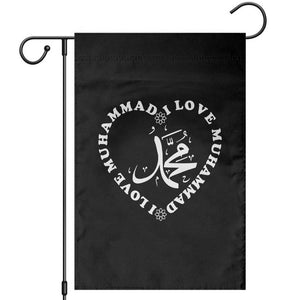 I Love Muhammad Garden Flag Musliam Identity Peace Pride Islamic Calligraphy TS02 Black Print Your Wear