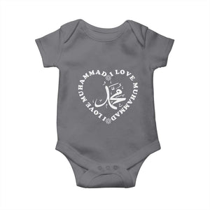 I Love Muhammad Baby Onesie Musliam Identity Peace Pride Islamic Calligraphy TS02 Charcoal Print Your Wear