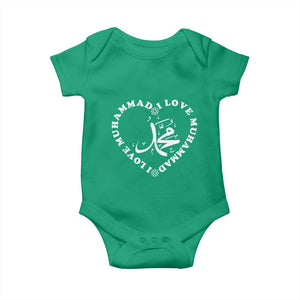 I Love Muhammad Baby Onesie Musliam Identity Peace Pride Islamic Calligraphy TS02 Irish Green Print Your Wear