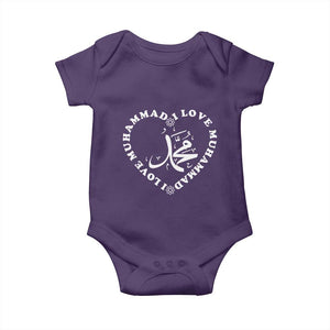 I Love Muhammad Baby Onesie Musliam Identity Peace Pride Islamic Calligraphy TS02 Purple Print Your Wear