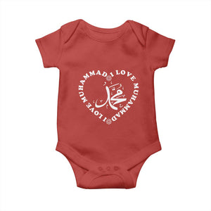 I Love Muhammad Baby Onesie Musliam Identity Peace Pride Islamic Calligraphy TS02 Red Print Your Wear