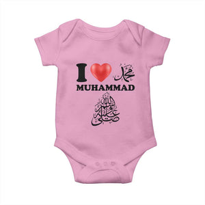 I Love Muhammad Baby Onesie Musliam Identity Faith Peace Pride Islamic Calligraphy TS02 Light Pink Print Your Wear