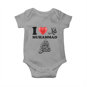 I Love Muhammad Baby Onesie Musliam Identity Faith Peace Pride Islamic Calligraphy TS02 Sport Gray Print Your Wear