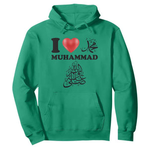I Love Muhammad Hoodie Musliam Identity Faith Peace Pride Islamic Calligraphy TS02 Irish Green Print Your Wear