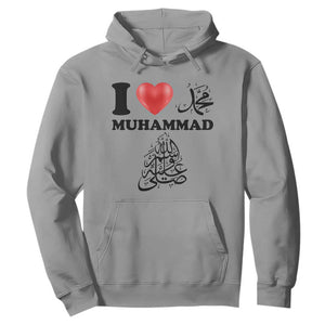 I Love Muhammad Hoodie Musliam Identity Faith Peace Pride Islamic Calligraphy TS02 Sport Gray Print Your Wear