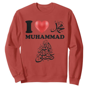 I Love Muhammad Sweatshirt Musliam Identity Faith Peace Pride Islamic Calligraphy TS02 Red Print Your Wear