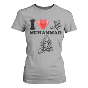 I Love Muhammad T Shirt For Women Musliam Identity Faith Peace Pride Islamic Calligraphy TS02 Sport Gray Print Your Wear