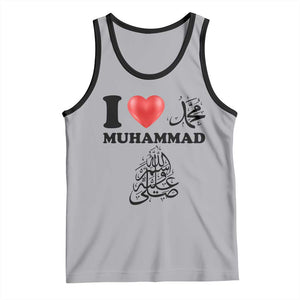 I Love Muhammad Tank Top Musliam Identity Faith Peace Pride Islamic Calligraphy TS02 Athletic Heather Black Print Your Wear
