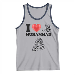 I Love Muhammad Tank Top Musliam Identity Faith Peace Pride Islamic Calligraphy TS02 Athletic Heather Navy Print Your Wear