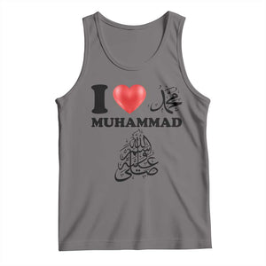 I Love Muhammad Tank Top Musliam Identity Faith Peace Pride Islamic Calligraphy TS02 Deep Heather Print Your Wear