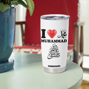 I Love Muhammad Tumbler Cup Musliam Identity Faith Peace Pride Islamic Calligraphy TS02 Print Your Wear