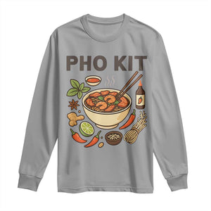 Funny Pho Kit Vietnamese Noodle Pun Long Sleeve Shirt Ramen Pho Lovers Hilarious Foodie Graphic TS02 Sport Gray Print Your Wear