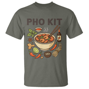 Funny Pho Kit Vietnamese Noodle Pun T Shirt Ramen Pho Lovers Hilarious Foodie Graphic TS02 Military Green Print Your Wear