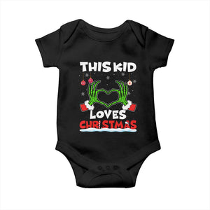 Funny Christmas Baby Onesie This Kid Loves Xmas Skeleton Heart TS02 Black Print Your Wear